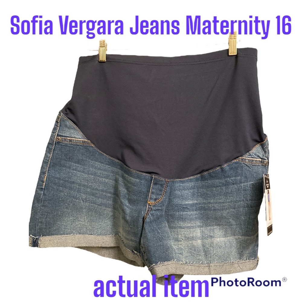 NWT Sofia Jeans Maternity Denim Short 16 Vergara Lila Pockets stretch panel blue